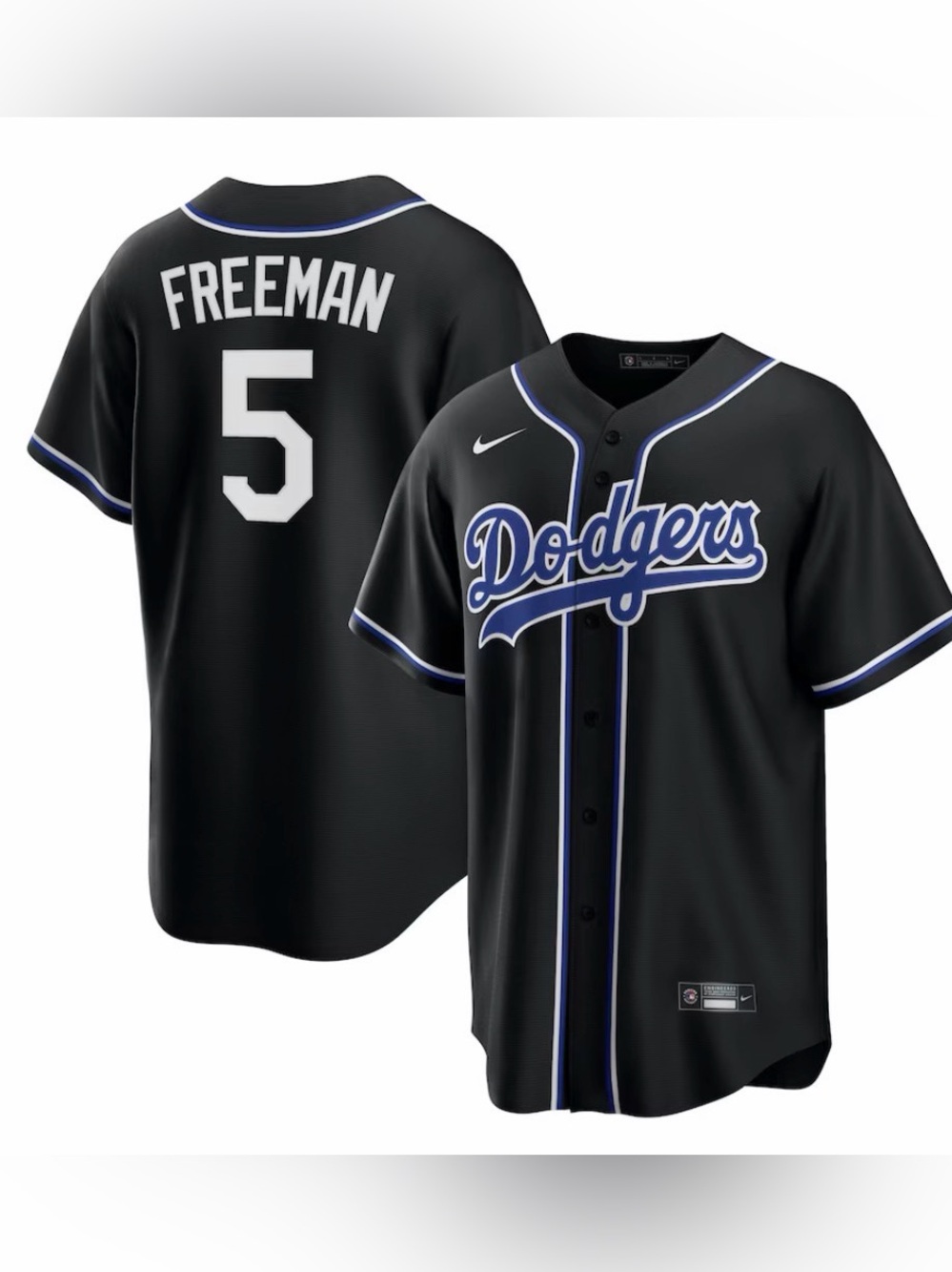NWT Men's L Los Angeles Dodgers Freddie Freeman Nike Black Replica Player Jersey
